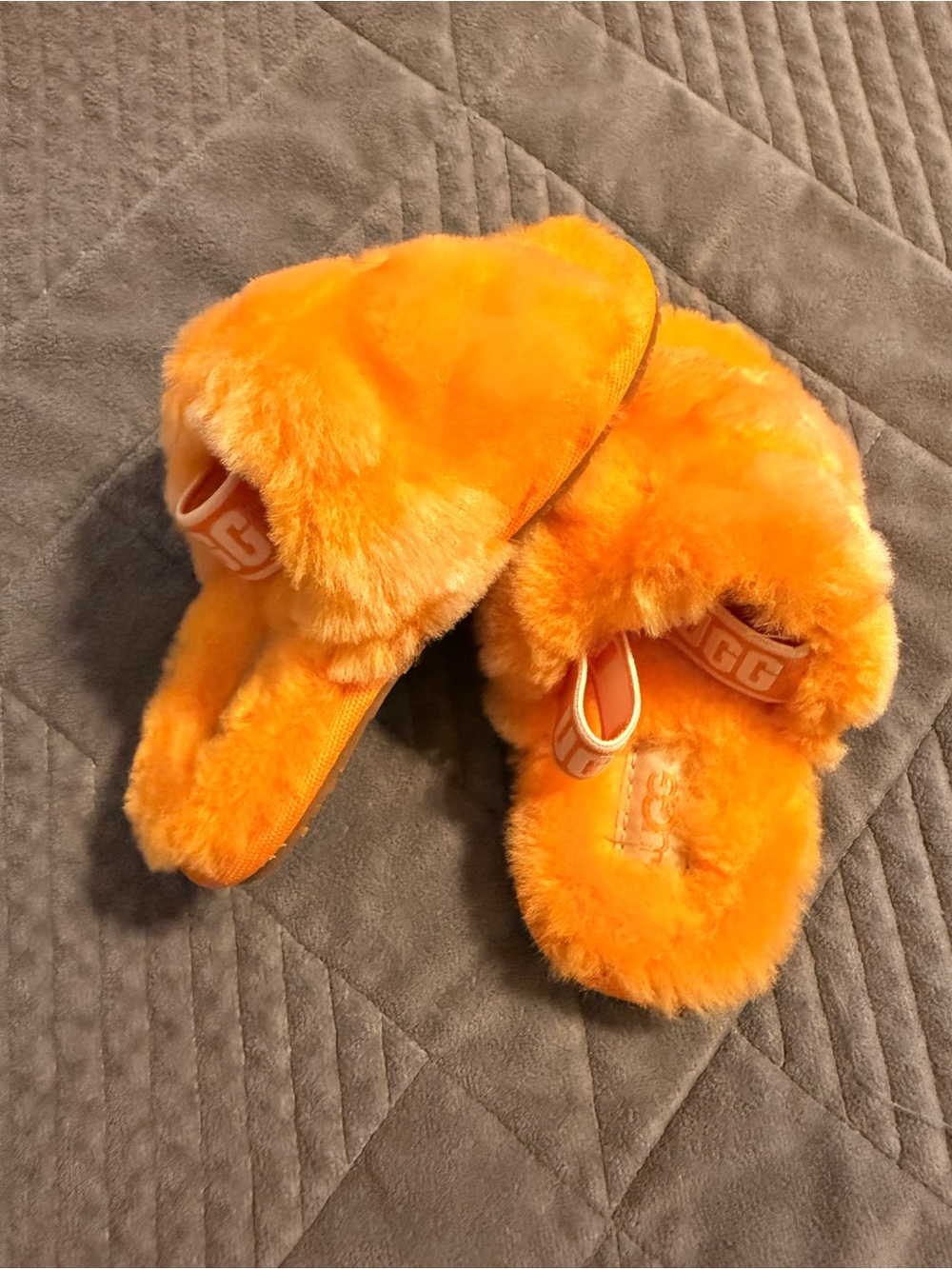 UGG Toddler Plush Orange Fuzz Slippers